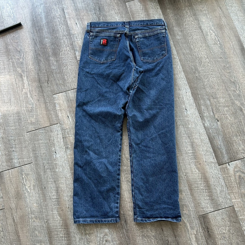 Wrangler Riggs Jeans Men's 34x32 Blue Dark Wash Denim Workwear 3WAC5DT 5 Pocket